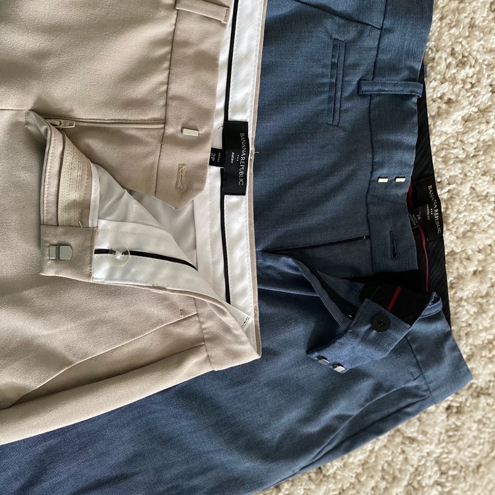Banana Republic work pants (olive and blue)